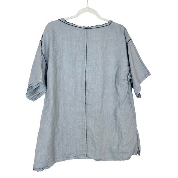 Match Point Blouse Womens Small Gray Oversized Boho Linen Pullover Tunic Top - Picture 6 of 11